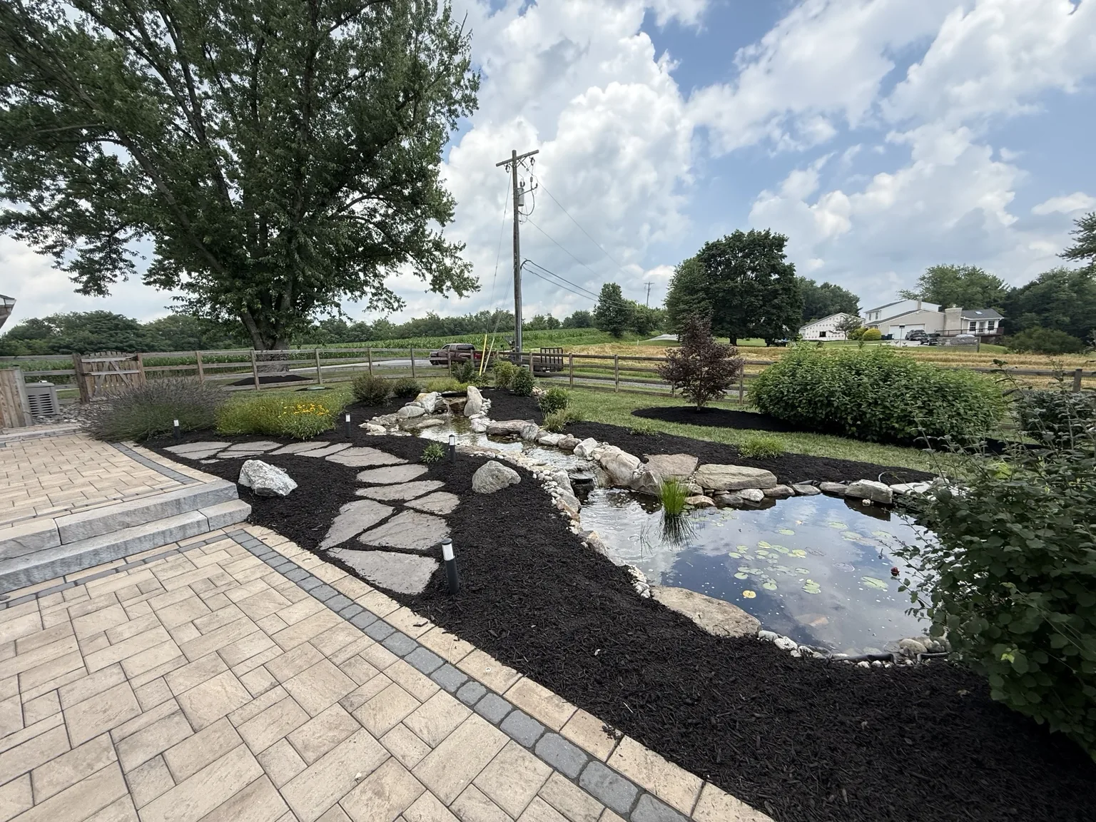 Finished pond and waterfall detail